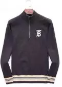 burberry logo sweat hommes femmes pull stand collar zipper noir